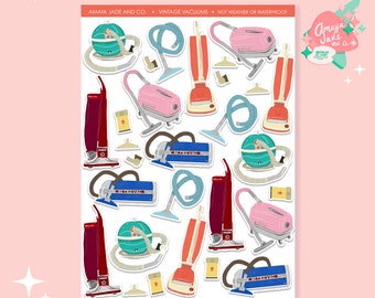 Pegatinas de aspiradoras vintage: pegatinas nostálgicas para scrapbooking
