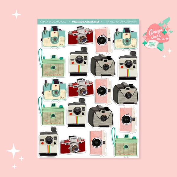 Pegatinas de cámara vintage: calcomanías para álbumes de recortes de fotografía retro