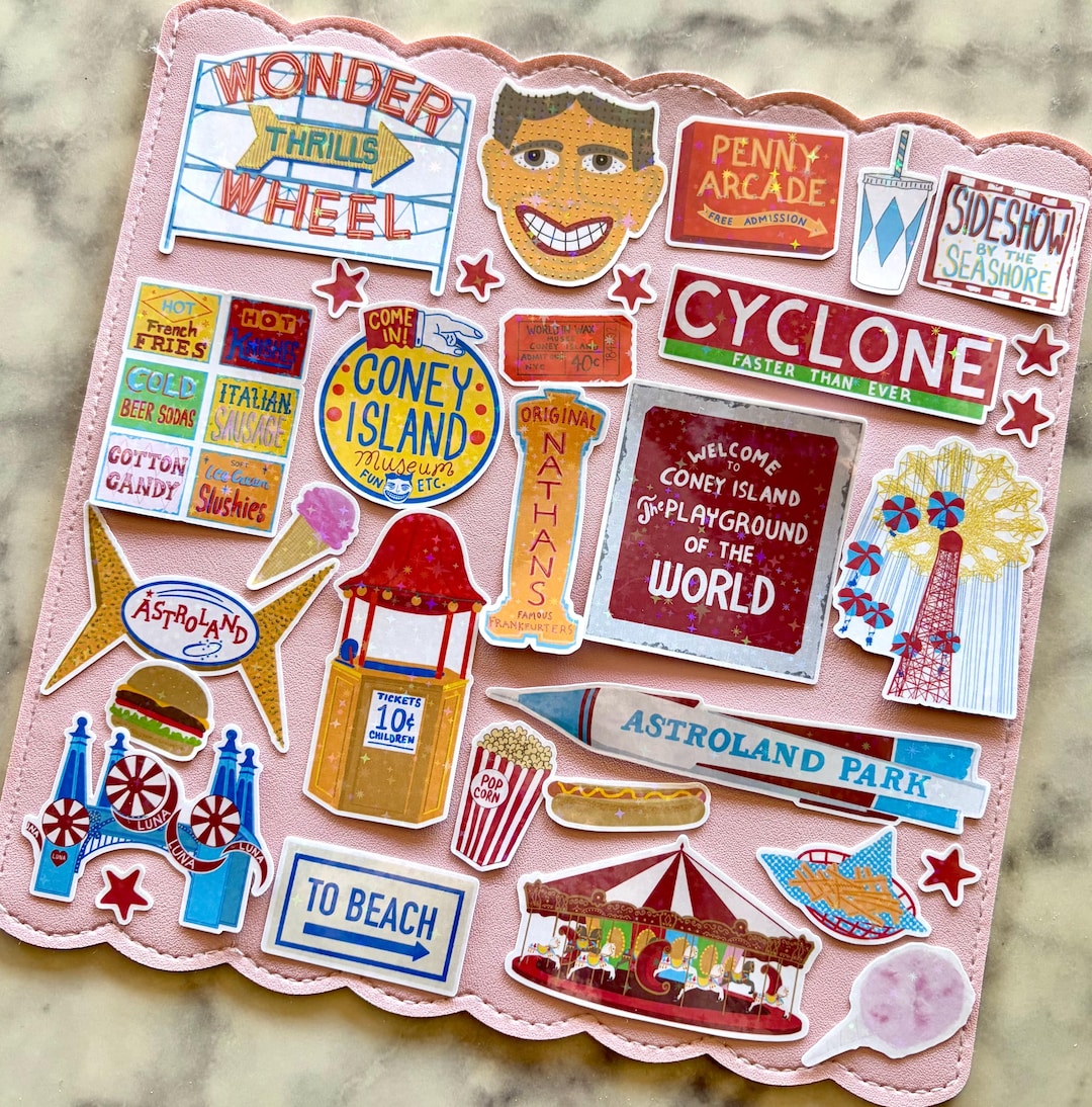 Coney Island Holographic Sticker Pack: Retro Travel Stickers - Etsy
