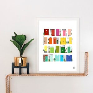 Mid-Century Modern Rainbow Doors Art Print: Palm Springs Style