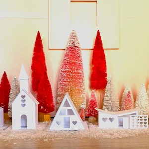 Mod Valentine Putz Houses DIY Kit: Mid Century Village Set
