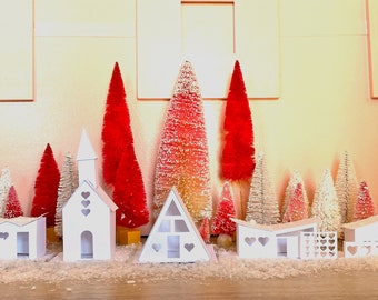 Mod Valentine Putz Houses DIY Kit: Mid Century Village Set