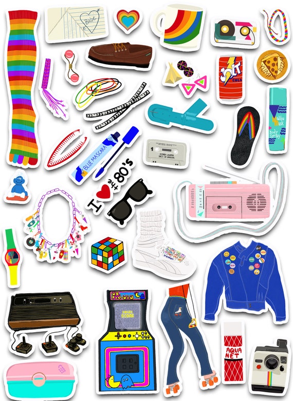 80's Flashback Art Sticker Set Eighties 80's Pop Etsy