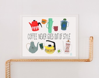 Mid Century Modern Coffee Print: Kitchen Art