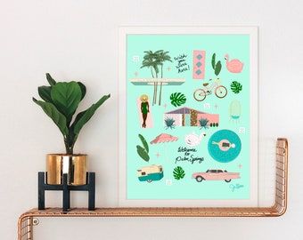 Palm Springs Art Print: Mid-Century Modern Summer Scene