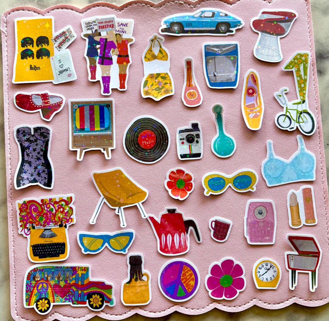 60s Flashback Holographic Sticker Pack: Retro Home and Fashion - Etsy