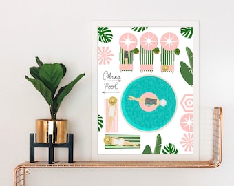 Palm Springs Pool Art Print: Mid-Century Modern Summer Style