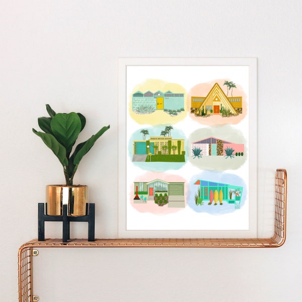 Mid-Century Modern Houses Art Print: MCM Architecture