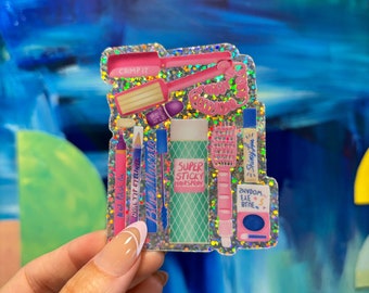 80's Makeup Glitter Sticker: Retro Nostalgia, Waterproof Vinyl