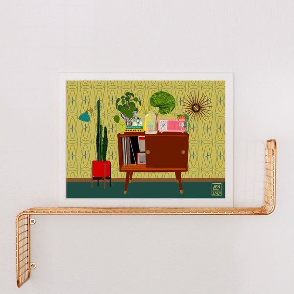 Mid Century Modern Art Print: Vintage Radio, Palm Springs Style