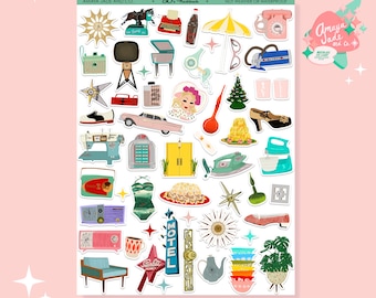 50's Flashback Stickers: Mid-Century Modern Scrapbook Decor
