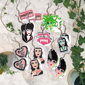 Women Monsters Tag Set of 16, Halloween Gift Tags, Retro Horror, Female Monsters, Ghouls Just Wanna Have Fun, Vintage Horror, Spooky Season