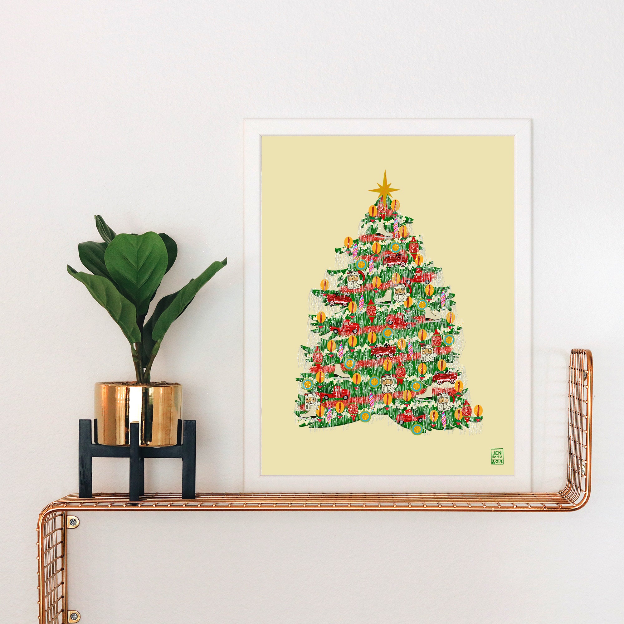 Tinsel Overload Christmas Tree Art Print Vintage Christmas | Etsy