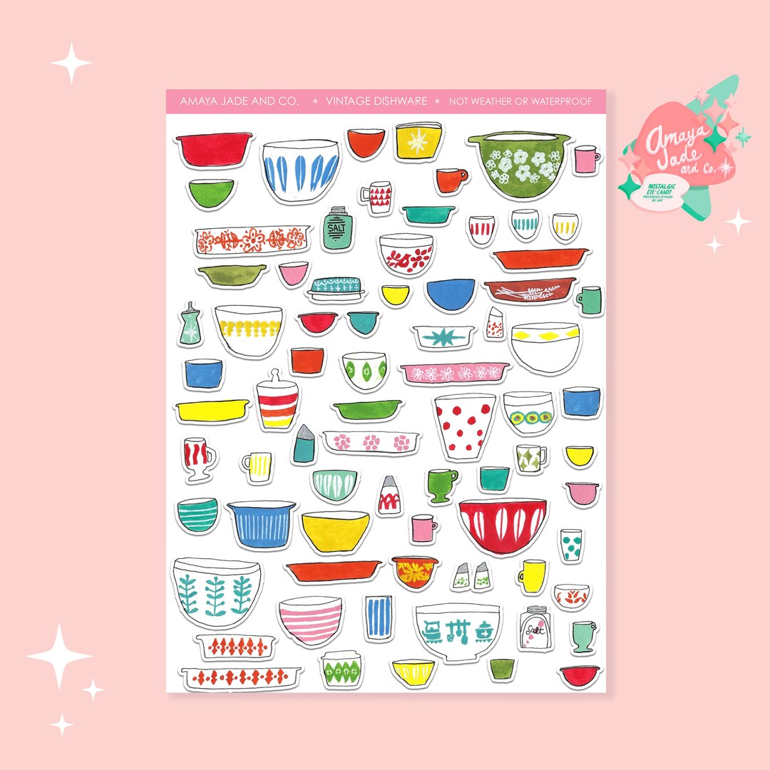 Pyrex Stickers, Kitchen Stickers, Nostalgic Stickers, Birthday Gift for ...