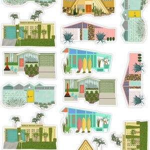 MCM Houses Sticker Set | Mid Century Modern Houses Stickers | Mod Houses | MCM Architecture | Realtor Stickers | Palm Springs Style