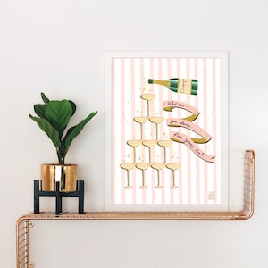 What Are You Doing New Year&#39;s Eve? Art Print | Vintage New Years Eve | Mid Century Modern New Year | Mod New Year&#39;s Eve | Champagne | Mod