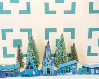 Mid-Century Modern Putz Houses Kit: DIY Christmas Village
