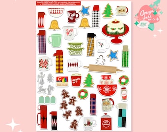Christmas Baking Stickers: Nostalgic Holiday Art, Hot Drinks (Set of 40)