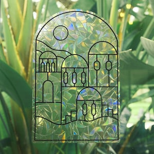 Santorini Suncatcher Window Cling: Rainbow Maker Decal (7 x 10.5 inches)