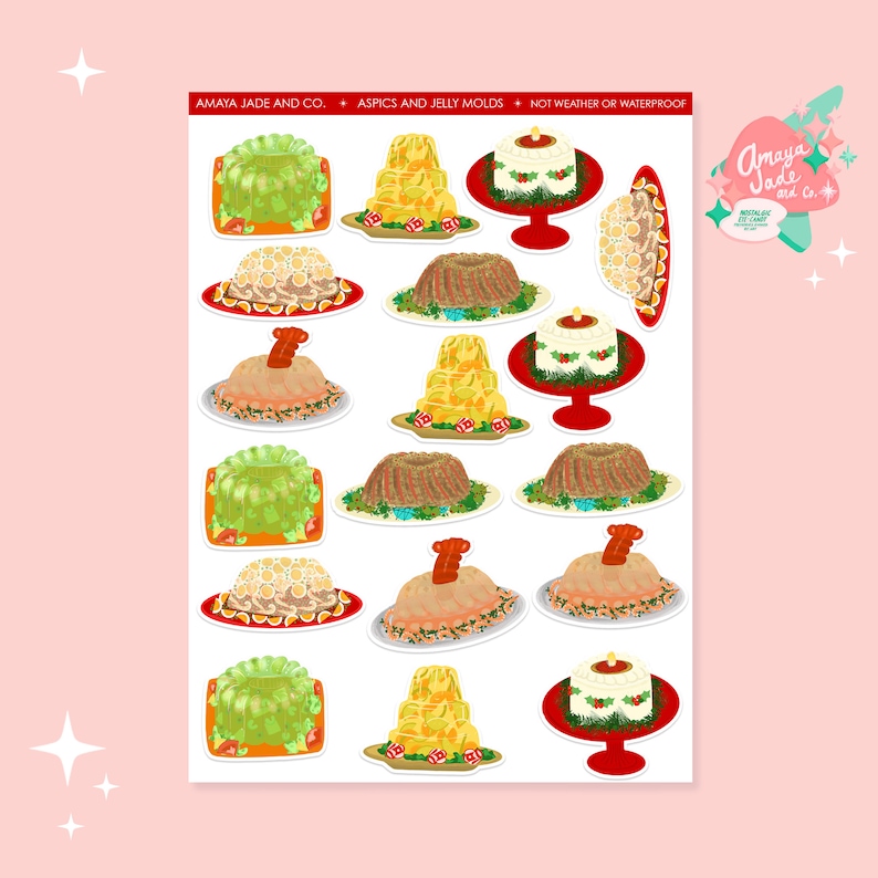 Aspics and Jelly Molds Sticker Set: Retro Food Art - Etsy