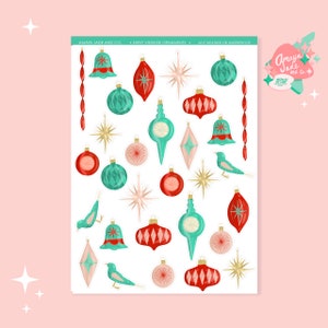 Vintage Ornaments Stickers: Shiny Retro Christmas Stickers