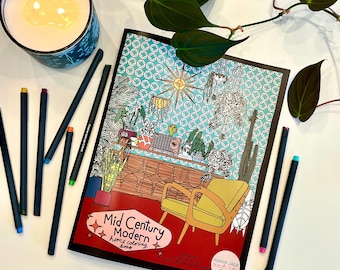 Mid-Century Modern Home Coloring Book: Retro Relaxation