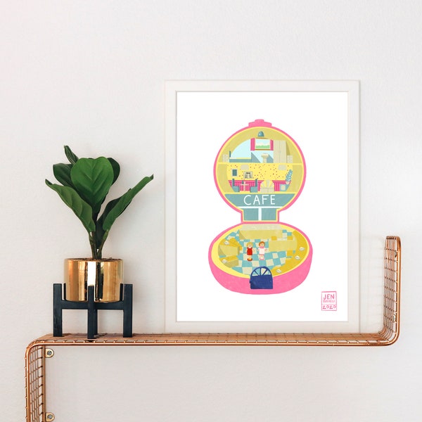 Polly Pocket Cafe Art Print | Retro | Eighties | 80's Toy | 80's Style | 80's Pop Culture | 80's Art | 80's Kids | 80's Doll | Polly Pocket