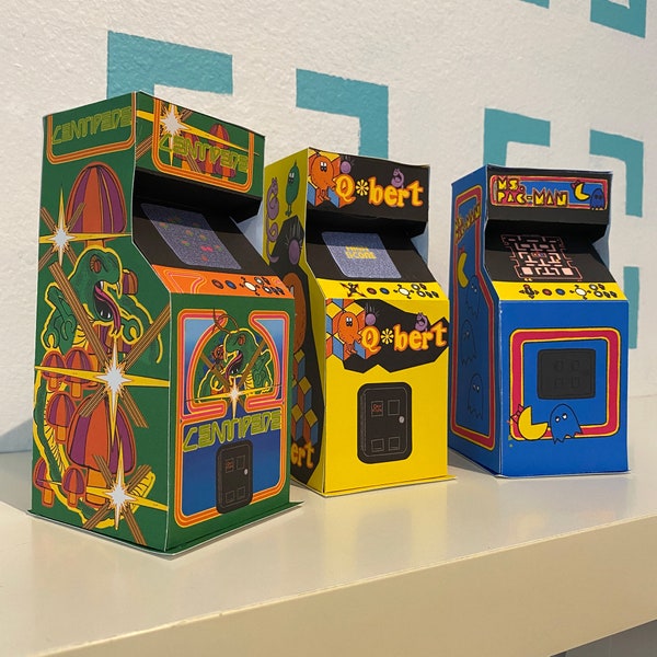 Arcade Game, Papercraft, DIY Paper Kit, Foldable Paper Crafts, Gamer Gift for Him, 80's Party Decor, Nostalgic Gift, Miniature Arcade