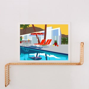 Mid Century Modern Poolside Print Palm Springs Style Mid - Etsy
