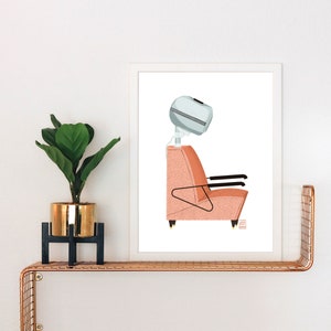 Vintage Salon Chair Art Print | Mid Mod | Salon | Hair Salon | Beauty | Hairspray | Vintage Hair | Retro Salon | Beauty Shop | Beauty Parlor