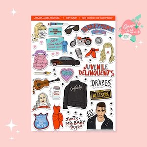 Cry Baby Movie, 80&#39;s Stickers, 80s Movie, Nostalgic Stickers, Rockabilly Stickers, Best Friend Birthday Gift for Her, Scrapbook, Party Decor