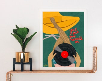 Girl Put Your Records On Art Print: Retro Vinyl Music Poster