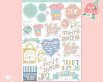 Thrifting Stickers: Retro Thrift Queen Scrapbook Stickers