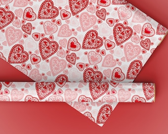 Valentine Heart Doilies Wrapping Paper: Original Art Gift Wrap
