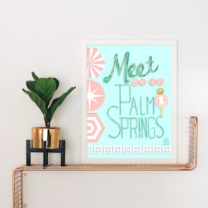 Palm Springs Pool Art Print: Mid-Mod Style Breeze Block