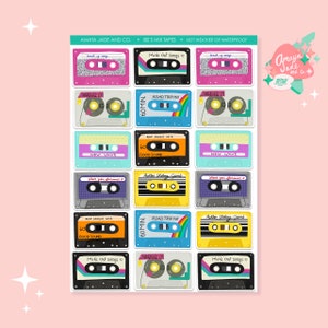 80s Cassette Tape Sticker Set: Nostalgic Mix Tape Art