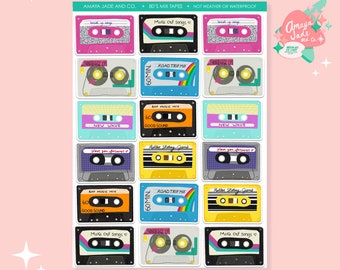80s Cassette Tape Sticker Set: Nostalgic Mix Tape Art