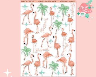 Flamingo & Palm Tree Stickers: Tropical Scrapbook Planner Set