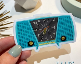 Vintage Turquoise Radio Sticker: Waterproof Vinyl Decal