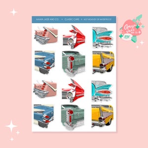 Classic Cars Stickers, Vintage Cars Stickers,  Retro Car Stickers, Car Collector Gift, Car Stickers, Nostalgic Stickers, Father's Day Gift