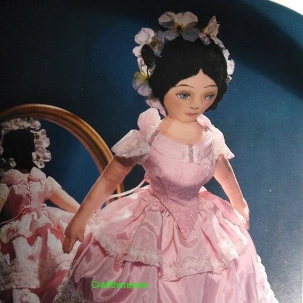 PDF downloadable 25” Victorian Godey Lady Doll With Wardrobe Sewing Pattern.
