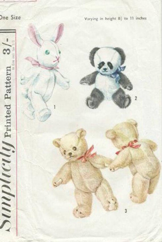 4 X Juguete Suave patrones de costura Teddy bear//rag doll//mouse//bunny Conejo fácil instrucciones