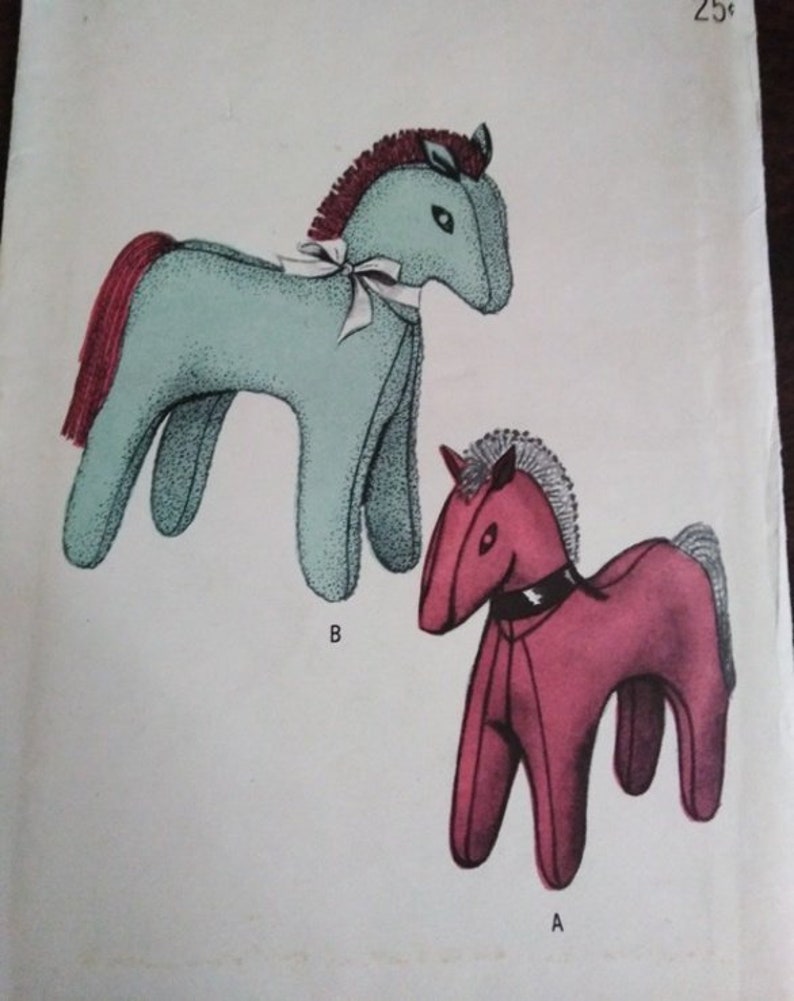PDF 1930s Butterick Stuffed Toy Horse Sewing Pattern With the Mane and