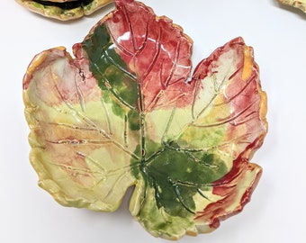 Grape Leaf Stacking Dishes -  Spoon Rest - Sushi Tapas Appetizer Dessert Plates - Soap Dish - Candle Holder - Ready To Ship - Gift Wrap