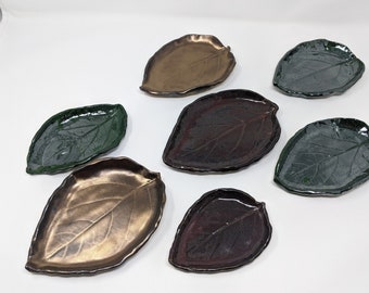 Persimmon Leaf Stacking Dishes - Spoon Rest - Sushi Tapas Appetizer Dessert Plates - Soap Dish - Candle Holder - Ready To Ship - Gift Wrap
