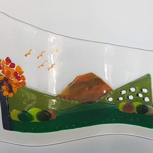 Large Fused Glass Waves Country Scenes Various Varieties Country Scene/Sheep