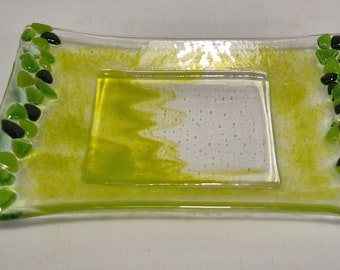 Fused Glass Medium Dishes - Green with Decorative Edging