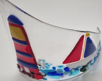 Large & Medium Fused Glass Cut Curves - Boats