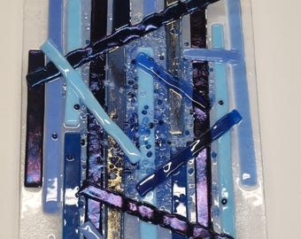 Contemporary Fused Glass Wall Art - Azul