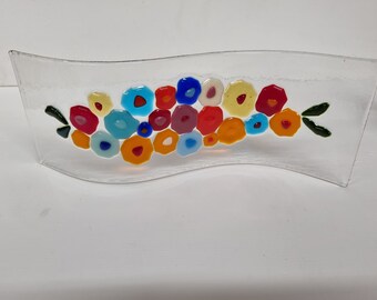 Fused Glass Medium Waves - Floral